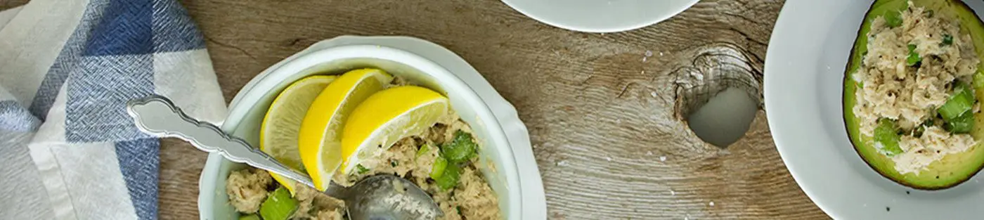 Avocado and lemon with tuna salad.