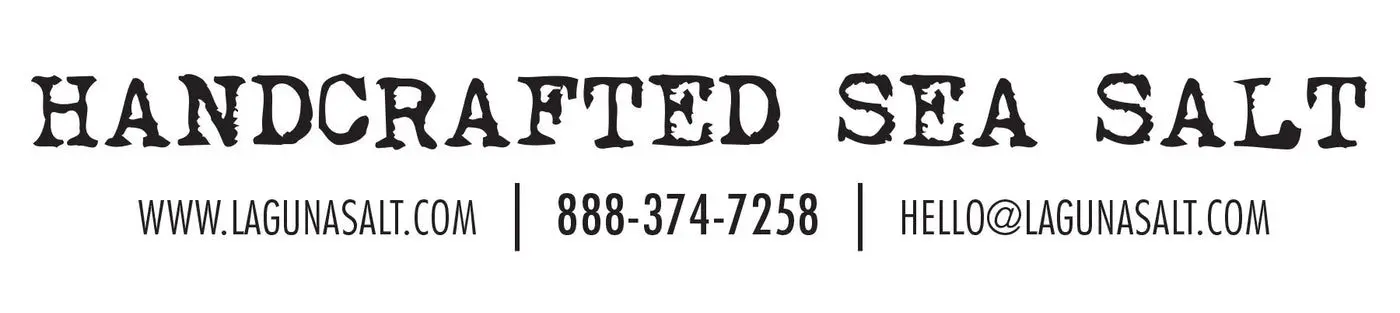 Handcrafted sea salt contact information banner.